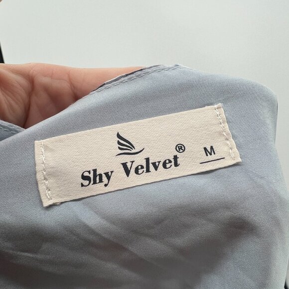 Shy Velvet Blue Plaid Cut Out Square Neck Dress Women's Medium - Picture 5 of 6